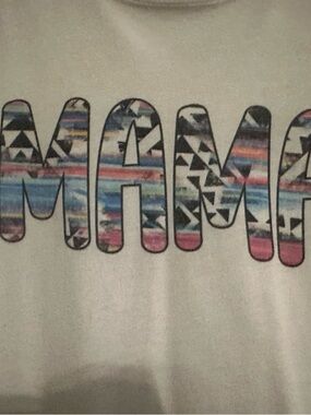 MAMA Graphic Tee with Multicolor Aztec Print